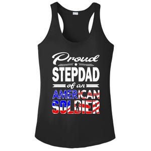 Proud Stepdad Of An American Soldier Funny Gift Step Dad Tee Ladies PosiCharge Competitor Racerback Tank