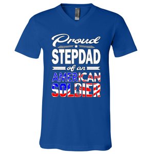 Proud Stepdad Of An American Soldier Funny Gift Step Dad Tee V-Neck T-Shirt