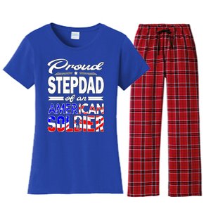 Proud Stepdad Of An American Soldier Funny Gift Step Dad Tee Women's Flannel Pajama Set