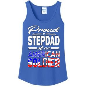 Proud Stepdad Of An American Soldier Funny Gift Step Dad Tee Ladies Essential Tank