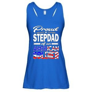 Proud Stepdad Of An American Soldier Funny Gift Step Dad Tee Ladies Essential Flowy Tank