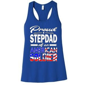 Proud Stepdad Of An American Soldier Funny Gift Step Dad Tee Women's Racerback Tank