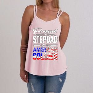 Proud Stepdad Of An American Soldier Funny Gift Step Dad Tee Women's Strappy Tank