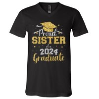 Proud Sister Of A Class Of 2024 Graduate Senior Graduation V-Neck T-Shirt