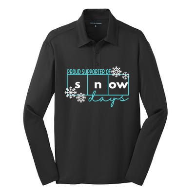 Proud Supporter Of Snow Days Reading Teacher Gift Silk Touch Performance Long Sleeve Polo