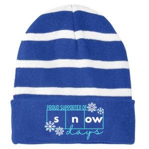 Proud Supporter Of Snow Days Reading Teacher Gift Striped Beanie with Solid Band