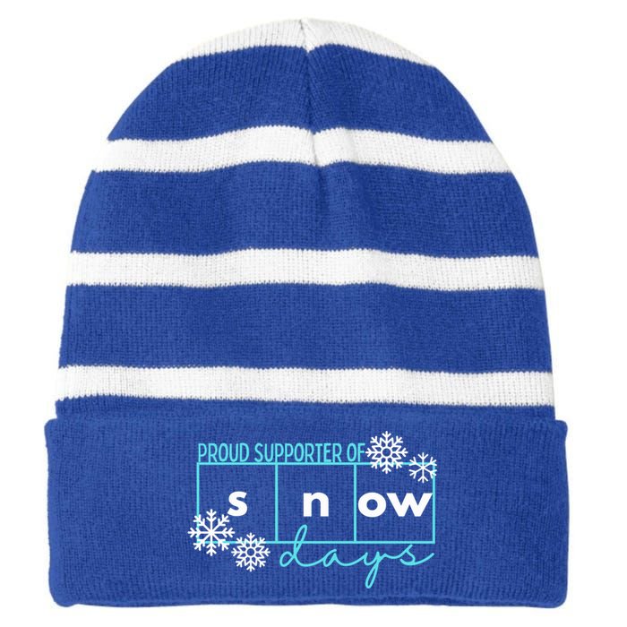 Proud Supporter Of Snow Days Reading Teacher Gift Striped Beanie with Solid Band