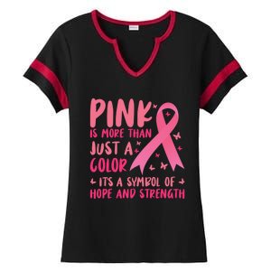 Pink Symbol Of Hope And Strength Breast Cancer Support Gift Ladies Halftime Notch Neck Tee