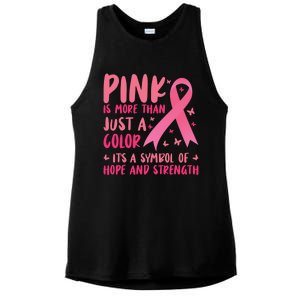 Pink Symbol Of Hope And Strength Breast Cancer Support Gift Ladies PosiCharge Tri-Blend Wicking Tank