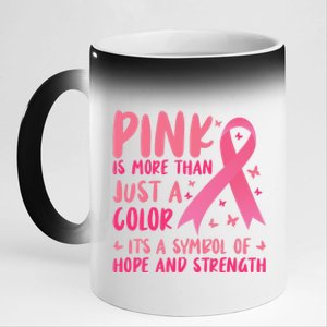 Pink Symbol Of Hope And Strength Breast Cancer Support Gift 11oz Black Color Changing Mug