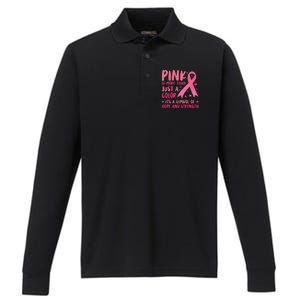 Pink Symbol Of Hope And Strength Breast Cancer Support Gift Performance Long Sleeve Polo