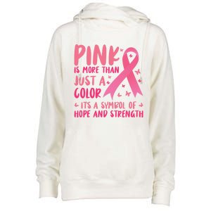 Pink Symbol Of Hope And Strength Breast Cancer Support Gift Womens Funnel Neck Pullover Hood