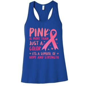 Pink Symbol Of Hope And Strength Breast Cancer Support Gift Women's Racerback Tank