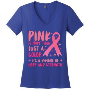 Pink Symbol Of Hope And Strength Breast Cancer Support Gift Women's V-Neck T-Shirt