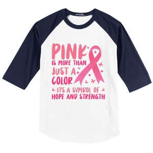 Pink Symbol Of Hope And Strength Breast Cancer Support Gift Baseball Sleeve Shirt