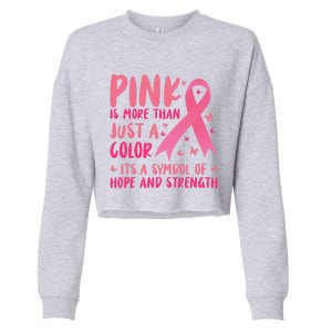 Pink Symbol Of Hope And Strength Breast Cancer Support Gift Cropped Pullover Crew