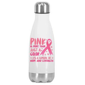 Pink Symbol Of Hope And Strength Breast Cancer Support Gift Stainless Steel Insulated Water Bottle