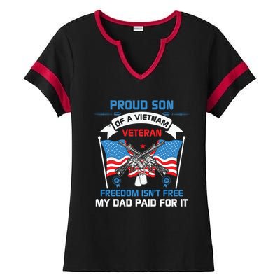 Proud Son Of A Vietnam Veteran Veteran Day US Army Ladies Halftime Notch Neck Tee