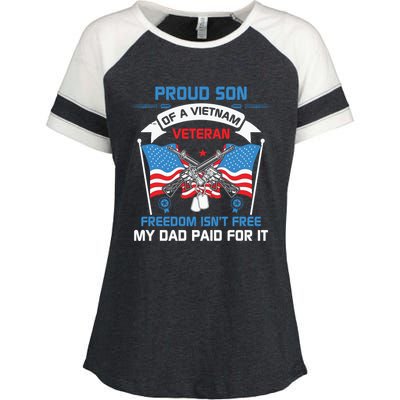 Proud Son Of A Vietnam Veteran Veteran Day US Army Enza Ladies Jersey Colorblock Tee