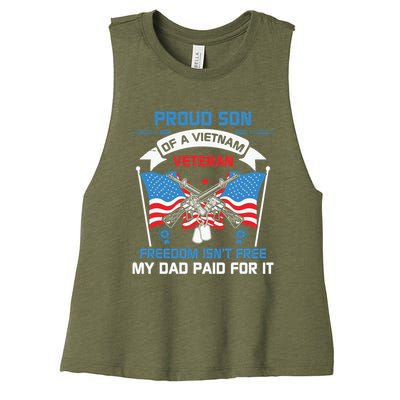 Proud Son Of A Vietnam Veteran Veteran Day US Army Women's Racerback Cropped Tank