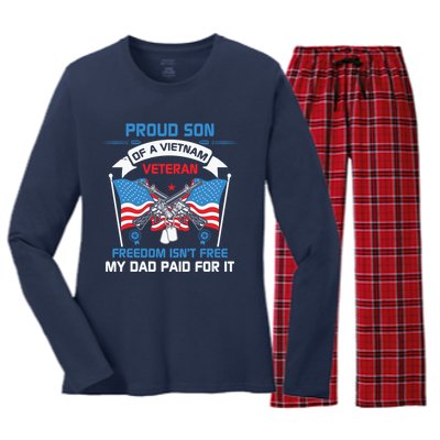 Proud Son Of A Vietnam Veteran Veteran Day US Army Women's Long Sleeve Flannel Pajama Set 