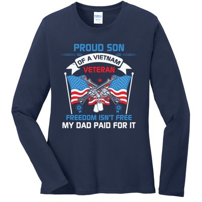 Proud Son Of A Vietnam Veteran Veteran Day US Army Ladies Long Sleeve Shirt