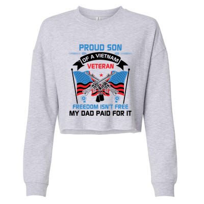 Proud Son Of A Vietnam Veteran Veteran Day US Army Cropped Pullover Crew