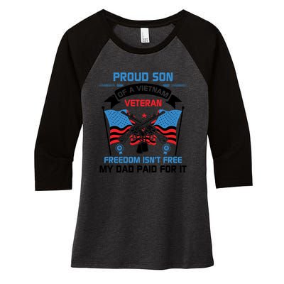 Proud Son Of A Vietnam Veteran Veteran Day US Army Women's Tri-Blend 3/4-Sleeve Raglan Shirt