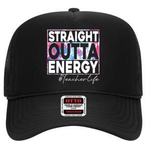 Paraprofessional Straight Outta Energy Teacher Life Rainbow High Crown Mesh Back Trucker Hat