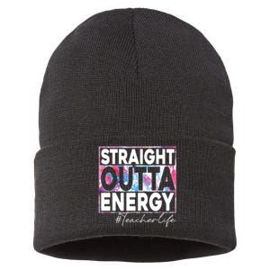 Paraprofessional Straight Outta Energy Teacher Life Rainbow Sustainable Knit Beanie