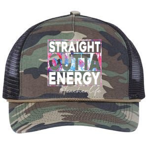 Paraprofessional Straight Outta Energy Teacher Life Rainbow Retro Rope Trucker Hat Cap