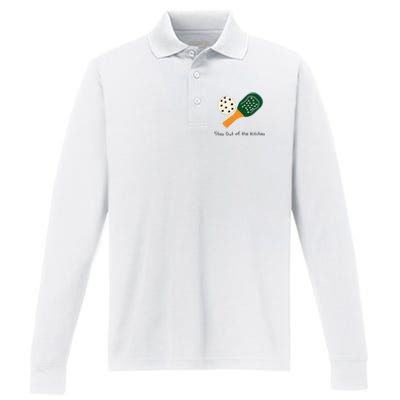 Pickleball Stay Out Of The Kitchen Performance Long Sleeve Polo