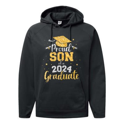 Proud Son Of A 2024 Graduate Class Of 2024 Graduate Senior Graduation Performance Fleece Hoodie