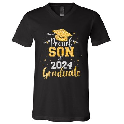 Proud Son Of A 2024 Graduate Class Of 2024 Graduate Senior Graduation V-Neck T-Shirt