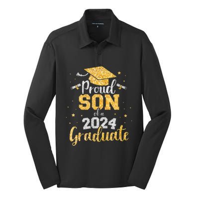 Proud Son Of A 2024 Graduate Class Of 2024 Graduate Senior Graduation Silk Touch Performance Long Sleeve Polo