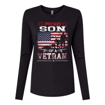 Proud Son Of A Veteran Vintage Flag Military Veterans Day Meaningful Gift Womens Cotton Relaxed Long Sleeve T-Shirt