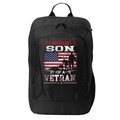 Proud Son Of A Veteran Vintage Flag Military Veterans Day Meaningful Gift City Backpack