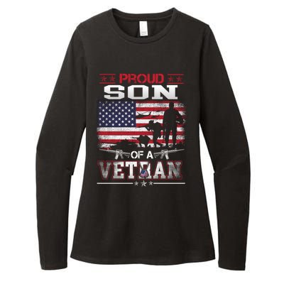 Proud Son Of A Veteran Vintage Flag Military Veterans Day Meaningful Gift Womens CVC Long Sleeve Shirt