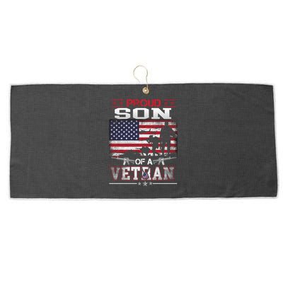 Proud Son Of A Veteran Vintage Flag Military Veterans Day Meaningful Gift Large Microfiber Waffle Golf Towel