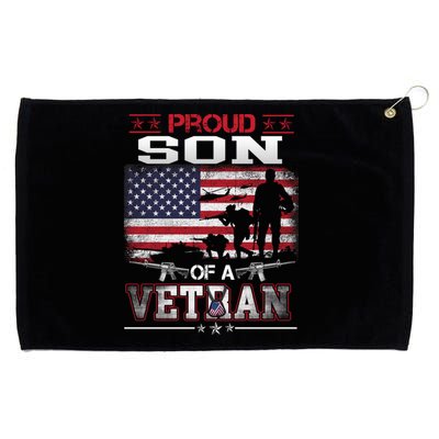 Proud Son Of A Veteran Vintage Flag Military Veterans Day Meaningful Gift Grommeted Golf Towel