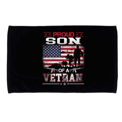 Proud Son Of A Veteran Vintage Flag Military Veterans Day Meaningful Gift Microfiber Hand Towel