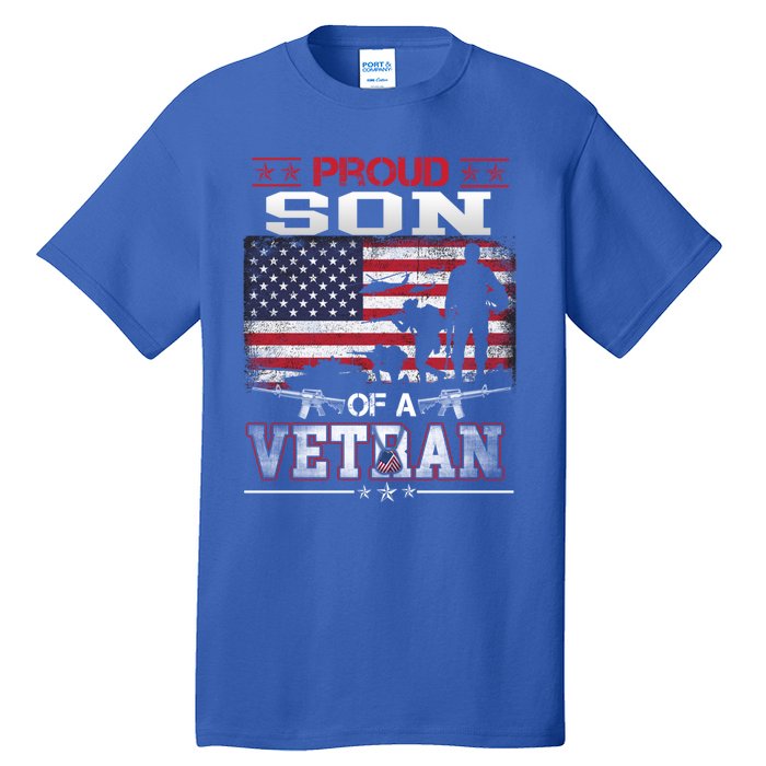 Proud Son Of A Veteran Vintage Flag Military Veterans Day Meaningful Gift Tall T-Shirt