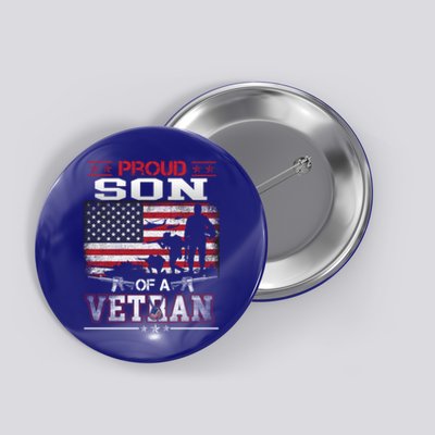 Proud Son Of A Veteran Vintage Flag Military Veterans Day Meaningful Gift Button