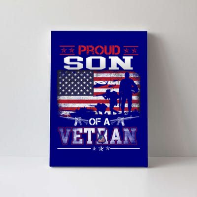 Proud Son Of A Veteran Vintage Flag Military Veterans Day Meaningful Gift Canvas