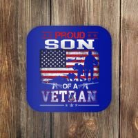 Proud Son Of A Veteran Vintage Flag Military Veterans Day Meaningful Gift Coaster