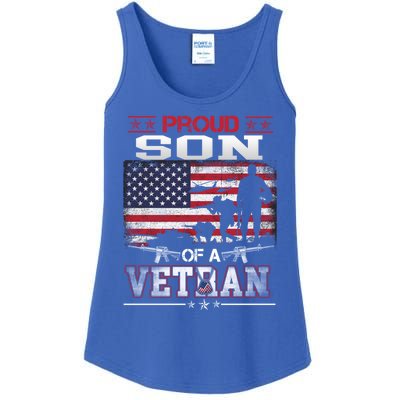 Proud Son Of A Veteran Vintage Flag Military Veterans Day Meaningful Gift Ladies Essential Tank