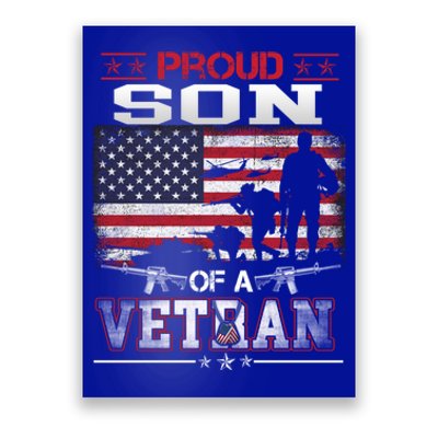 Proud Son Of A Veteran Vintage Flag Military Veterans Day Meaningful Gift Poster