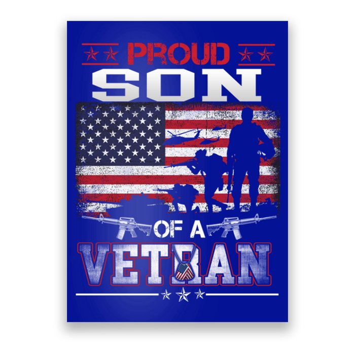 Proud Son Of A Veteran Vintage Flag Military Veterans Day Meaningful Gift Poster