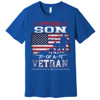 Proud Son Of A Veteran Vintage Flag Military Veterans Day Meaningful Gift Premium T-Shirt