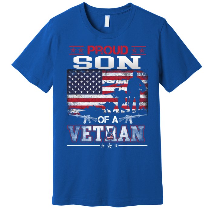 Proud Son Of A Veteran Vintage Flag Military Veterans Day Meaningful Gift Premium T-Shirt